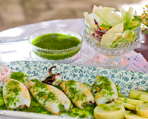 chipirones a la plancha con salsa verde