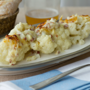 coliflor gratinada con bechamel y jamón