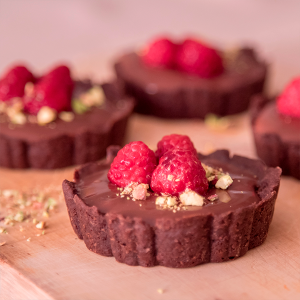  tartaletas de chocolate con frambuesas