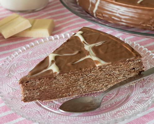 tarta de obleas con chocolate