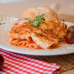  macarrones gratinados con chorizo