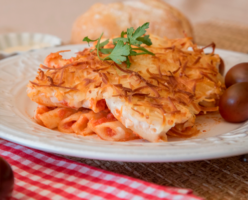 macarrones gratinados con chorizo