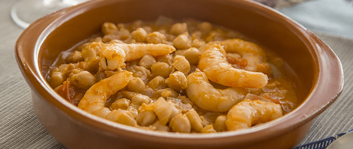 garbanzos con langostinos recetas la masía