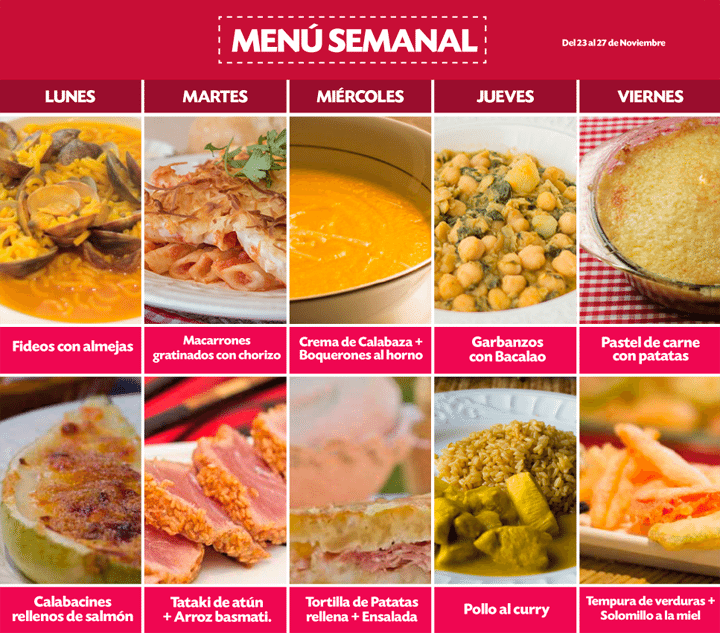 Menú Semanal del 23 al 27 noviembre | Recetas La Masía Menú Semanal del 23 al 27 noviembre | Recetas La Masía