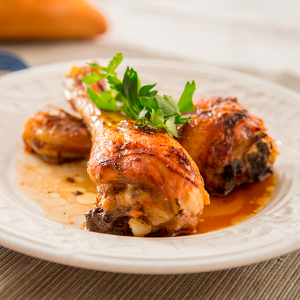 pollo asado con glaseado de miel y vinagre balsámico