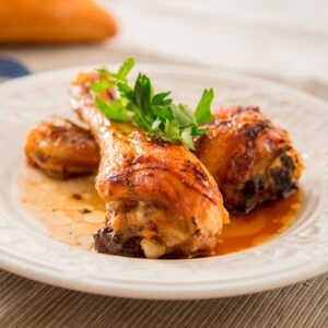 Pollo asado con glaseado de miel y vinagre balsámico