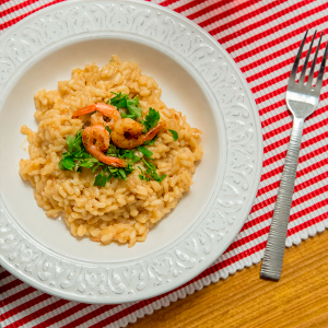 risotto de gambas y lambrusco