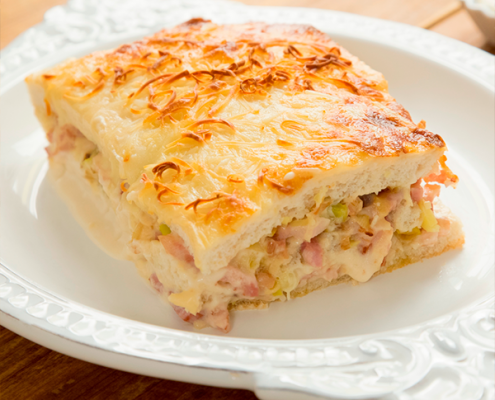 Pastel de bacon y puerro