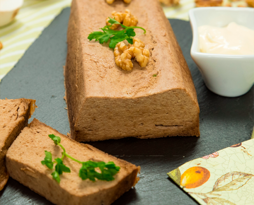 pastel de champiñones y nueces