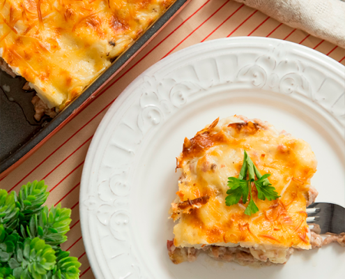 Pastel de coliflor y carne picada