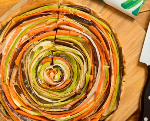 tarta de verduras en espiral