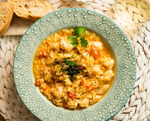 arroz con merluza al curry