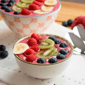 batido de frutos rojos y aceite de coco