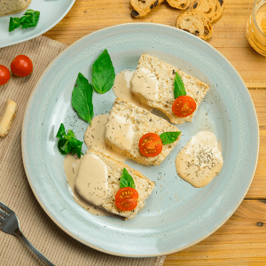 Pastel de verduras con mayonesa de soja