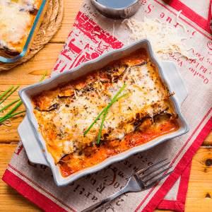 Canelones de berenjena con atún