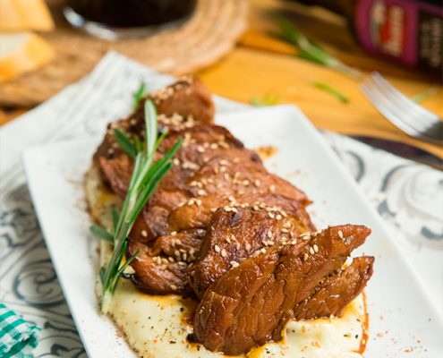 Solomillo marinado con aceite de sésamo