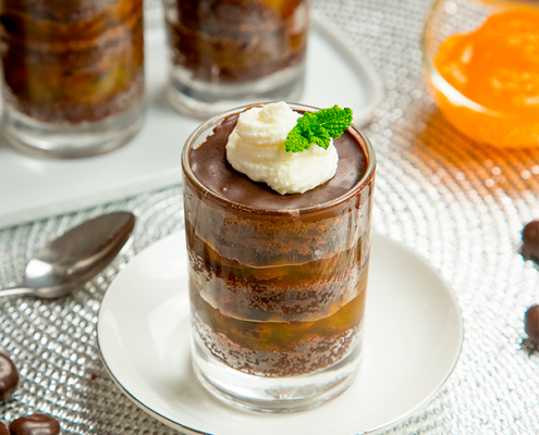 Tarta sacher en vasitos