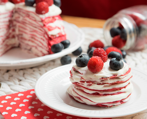 Tarta red velvet de crepes