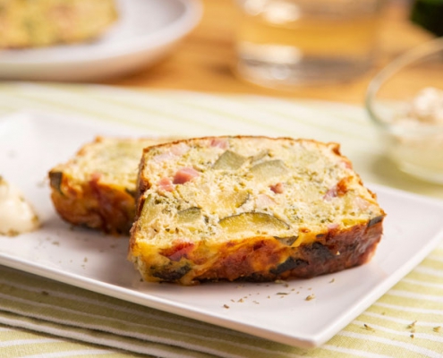 Pastel de calabacín, brócoli y bacon