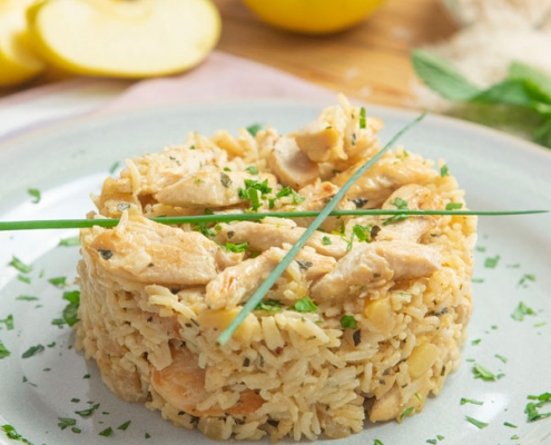 Ensalada de arroz con pollo al curry