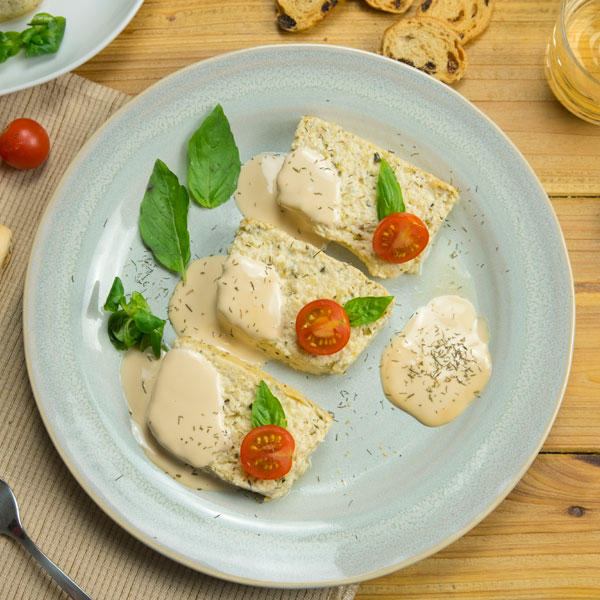 Pastel de verduras con mayonesa de soja