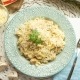 Risotto de queso brie con pollo y champiñones