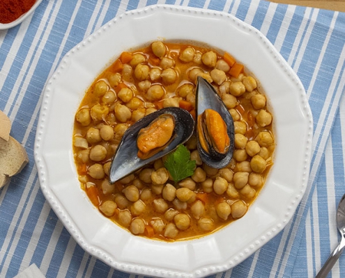 Garbanzos con mejillones