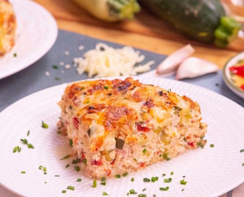 Pastel de calabacín y piquillos