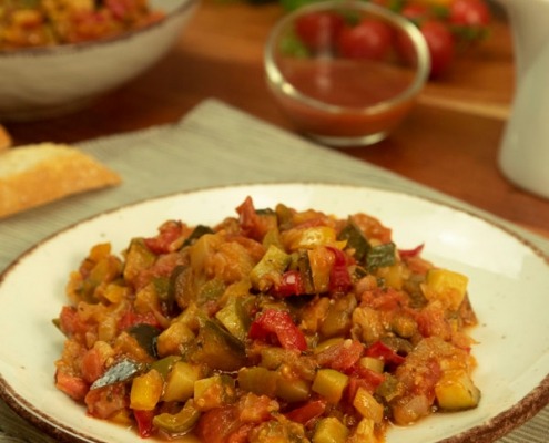 Ratatouille con salsa agridulce