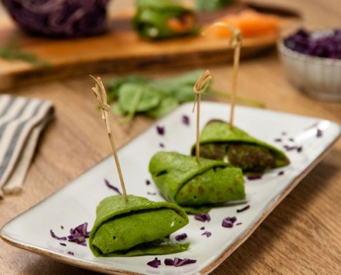 Samosas de espinacas con salmón ahumado