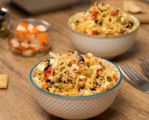 Ensalada de arroz con vinagreta de cherry y pimiento