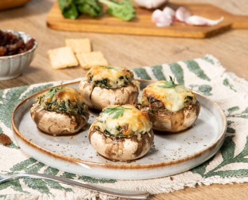 Champiñones rellenos de espinacas