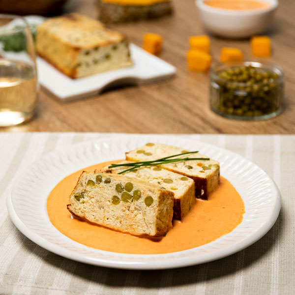 Pastel de calabaza y guisantes