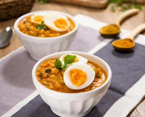 Garbanzos al curry con calabacín