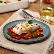 Pimientos guisados con bacalao