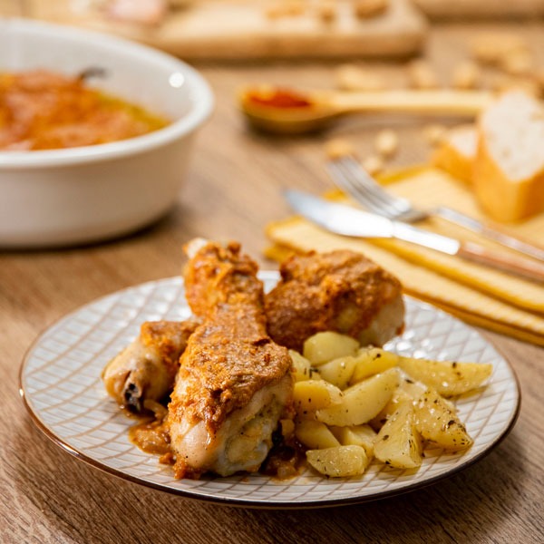 Pollo al horno con salsa de cacahuete