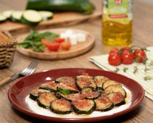 Ensalada de calabacín con crema de queso