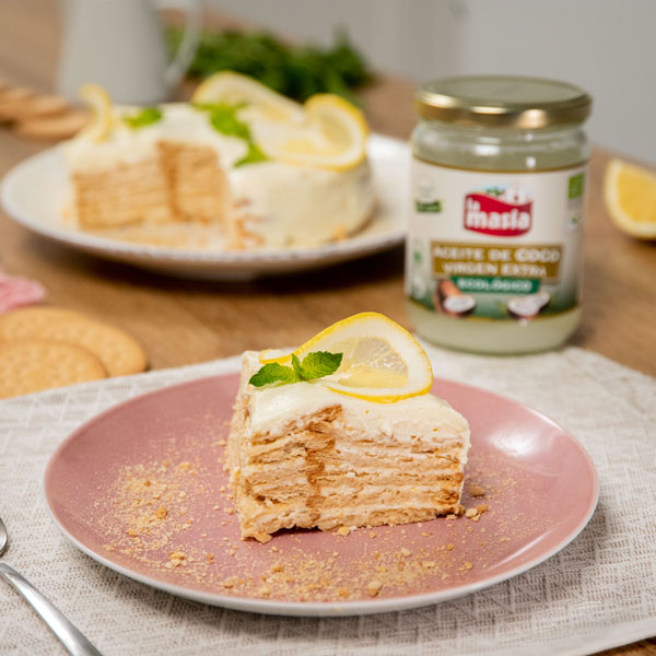 Receta dulce casera. Tarta de limón y galletas