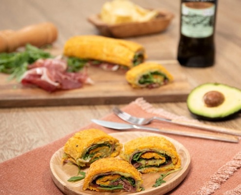 Rollo de zanahoria relleno de jamón serrano