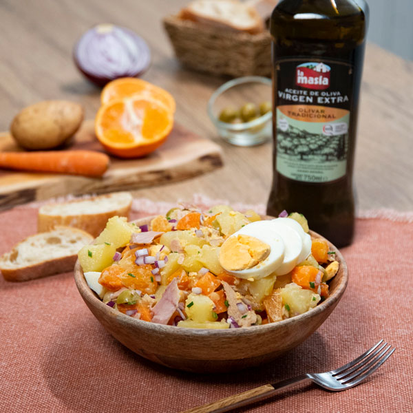 Ensalada de verano con vinagreta de naranja