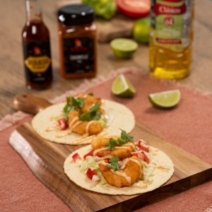 Tacos de langostinos