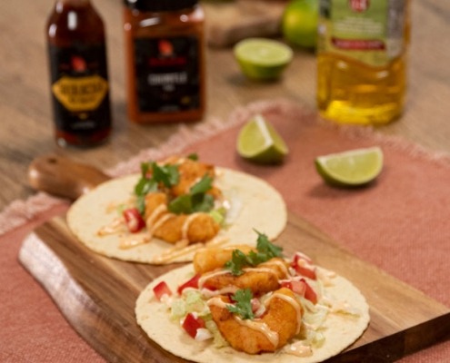 Tacos de langostinos