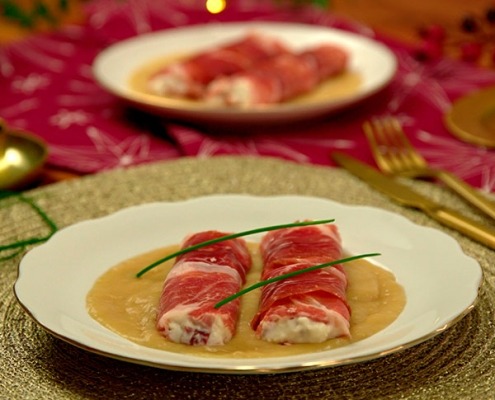 Canelones de jamón ibérico