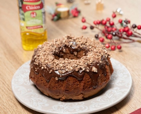 Bizcocho de turrón de chocolate