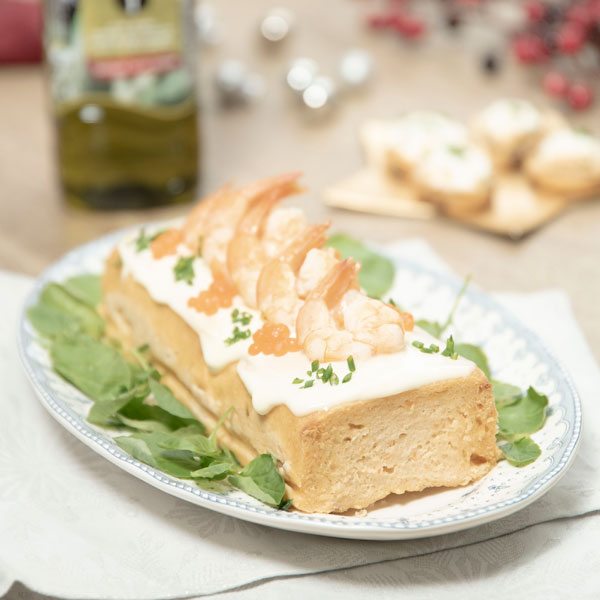 Pastel de salmón y langostinos