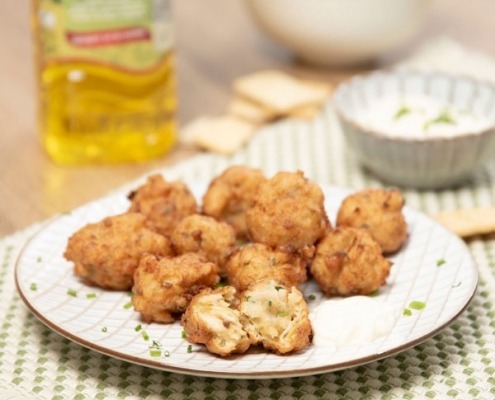 Buñuelos de pollo y puerro