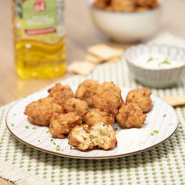 Buñuelos de pollo y puerro