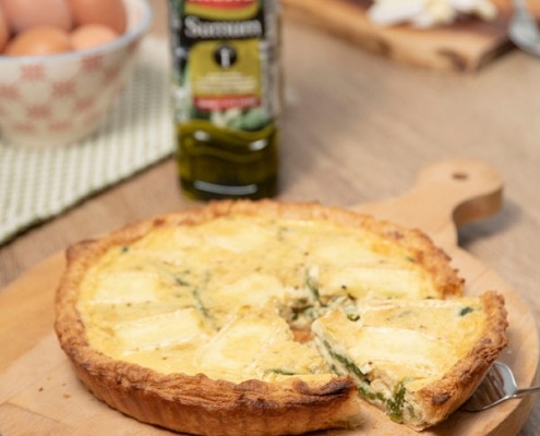 Quiche de espárragos y queso brie