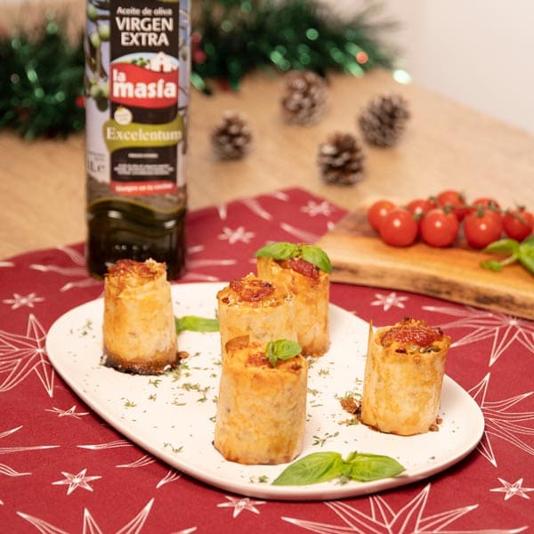Canapés crujientes de berenjena