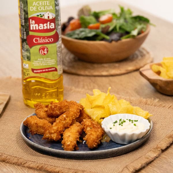 Bastones de pollo súper crujiente con queso